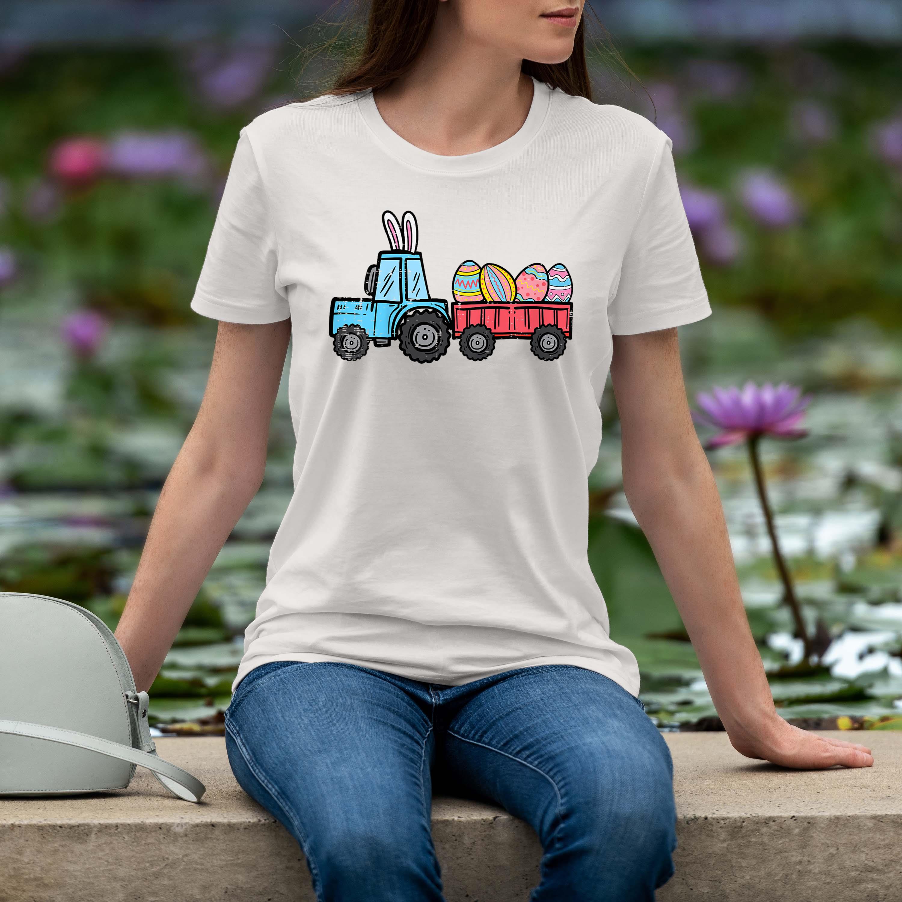 Kids Easter Tractor Eggs Cute Farm Truck Boys Kidss Youth Shirt 